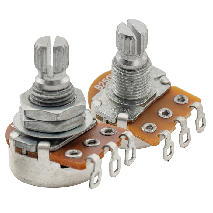 Alpha A250K+B250K Mini Pots Metric Split Short Shaft 6.5mm Audio Linear Taper Potentiometers for ST Tele PB JB Style Electric Guitar Bass (Set of 1A1B)