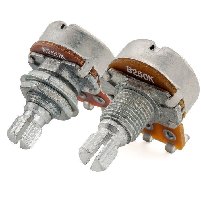 Alpha A250K+B250K Mini Pots Metric Split Short Shaft 6.5mm Audio Linear Taper Potentiometers for ST Tele PB JB Style Electric Guitar Bass (Set of 1A1B)