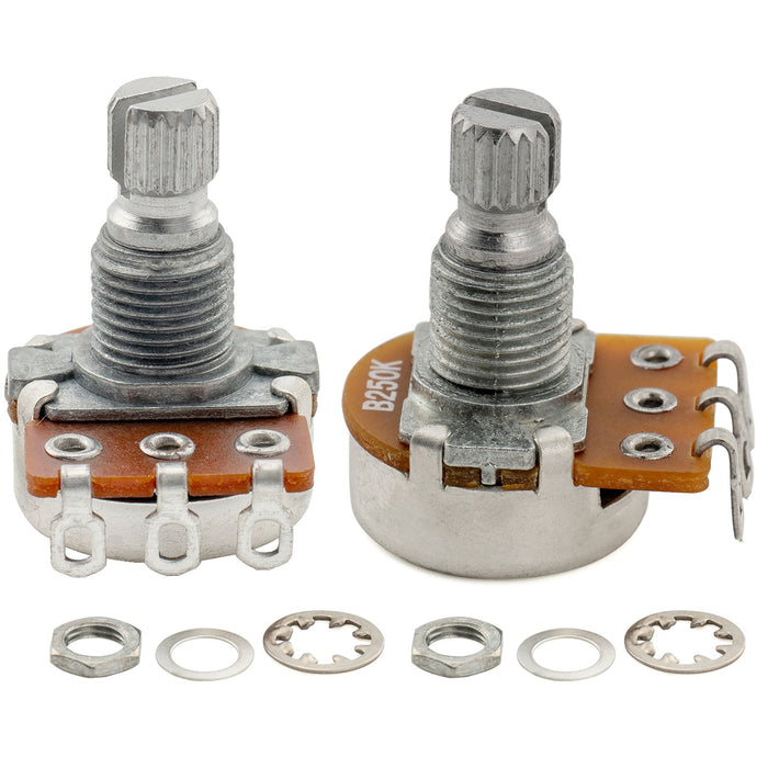 Alpha A250K+B250K Mini Pots Metric Split Short Shaft 6.5mm Audio Linear Taper Potentiometers for ST Tele PB JB Style Electric Guitar Bass (Set of 1A1B)