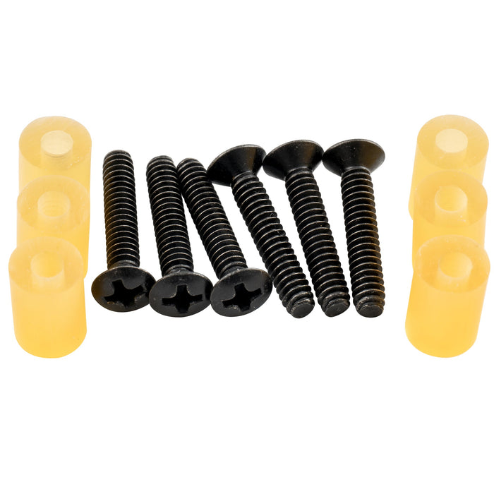 Musiclily Ultra UNC#6-32X3/4 Zoll Edelstahl-Single-Coil-Tonabnehmer-Befestigungsschrauben und Gummischlauch-Set für USA/Mexiko Fender Strat Style E-Gitarre, 6er-Set