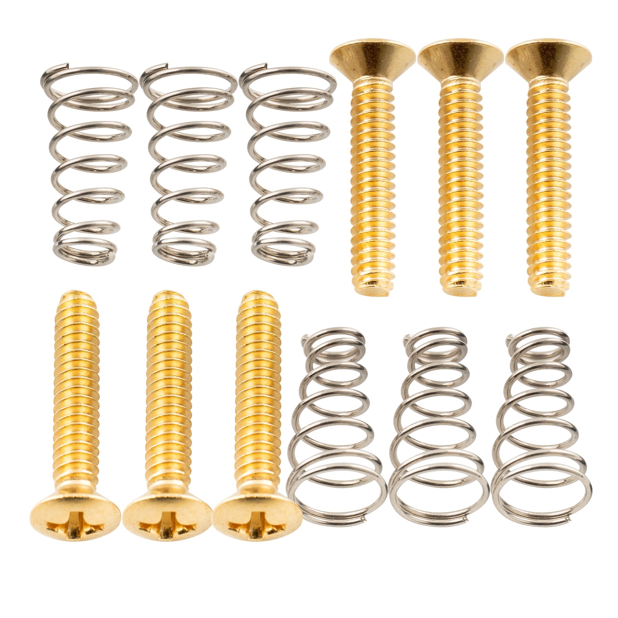 Musiclily Ultra UNC#6-32X3/4 pulgadas - Juego de tornillos y resortes de montaje para pastillas de bobina simple de acero inoxidable para guitarra eléctrica Fender Strat estilo EE. UU./México (6 unidades)