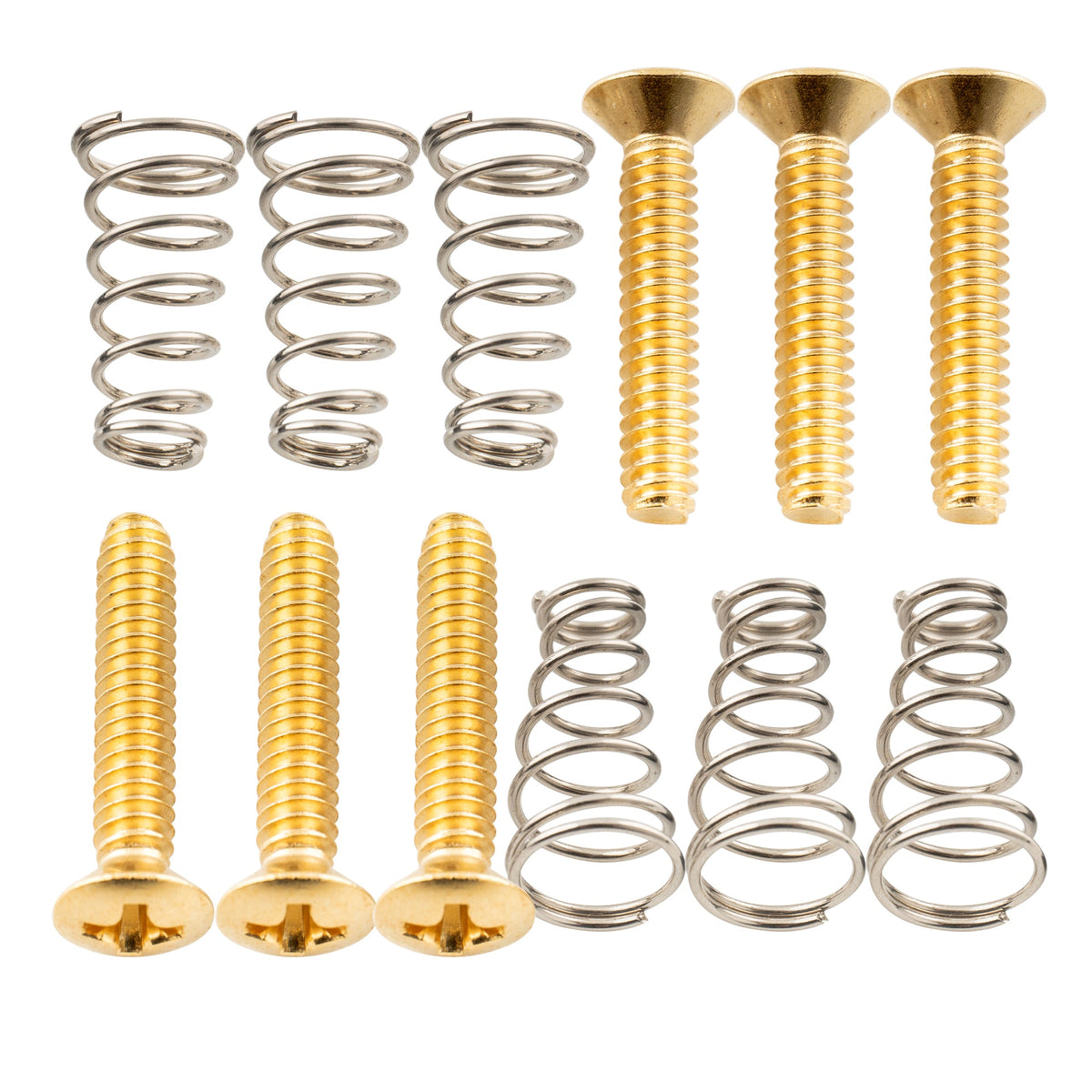 Musiclily Ultra UNC#6-32X3/4 pulgadas - Juego de tornillos y resortes de montaje para pastillas de bobina simple de acero inoxidable para guitarra eléctrica Fender Strat estilo EE. UU./México (6 unidades)