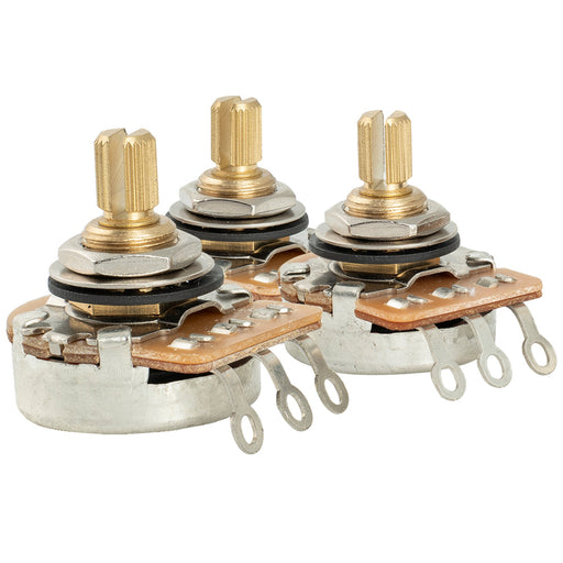 musiclily pro hd a250k b250k full brass inch size fine 24 spline split short shaft pots audio linear taper potentiometers for electric guitar bass mx3090 2mx3091