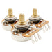 musiclily pro hd a250k full brass inch size fine 24 spline split short shaft pot audio taper potentiometers for electric guitar bass mx3090, 3 pcs
