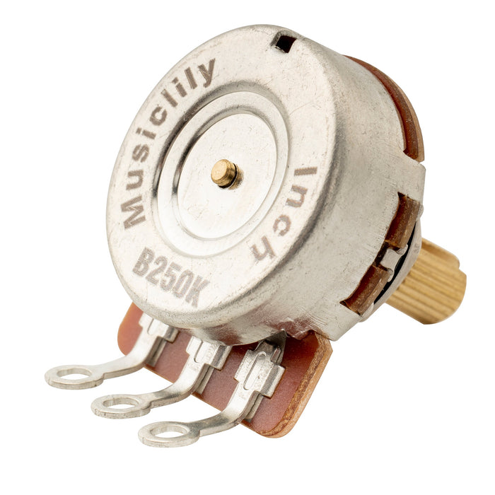 Musiclily Pro HD B250K Pots Brass Short Split Shaft 1/4 Inch Linear Taper Potentiometers for Electric Guitar Bass (Set of 10)
