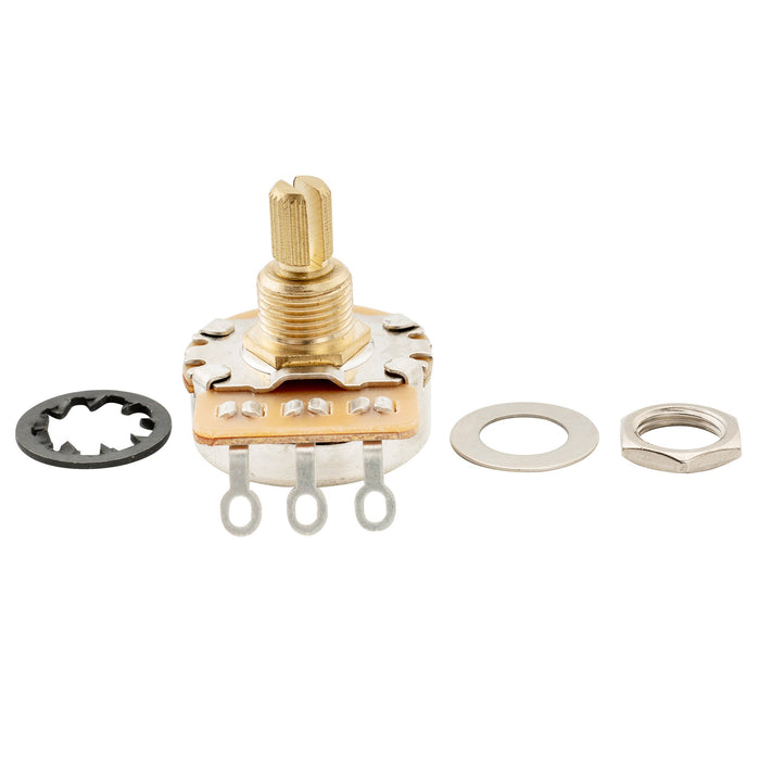 detail of musiclily pro hd b250k full brass inch size fine 24 spline split short shaft pot linear taper potentiometers for electric guitar bass mx3091