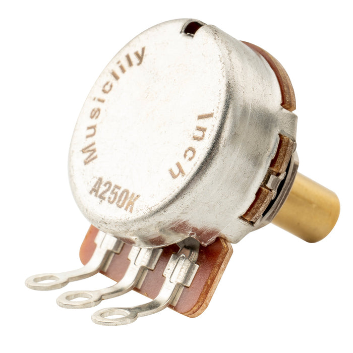 Musiclily Pro HD A250K Pots Brass Solid Short Shaft 1/4 Inch Audio Taper Potentiometers for Electric Guitar Bass (Set of 10)