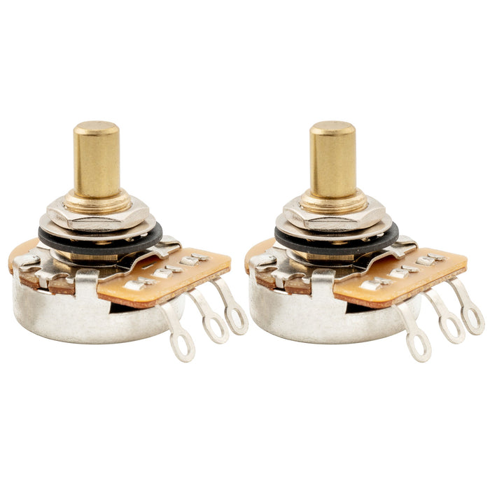 musiclily pro hd a250k full brass 1 4 inch solid short shaft pot audio taper potentiometers for electric guitar bass mx3092, 2 pcs