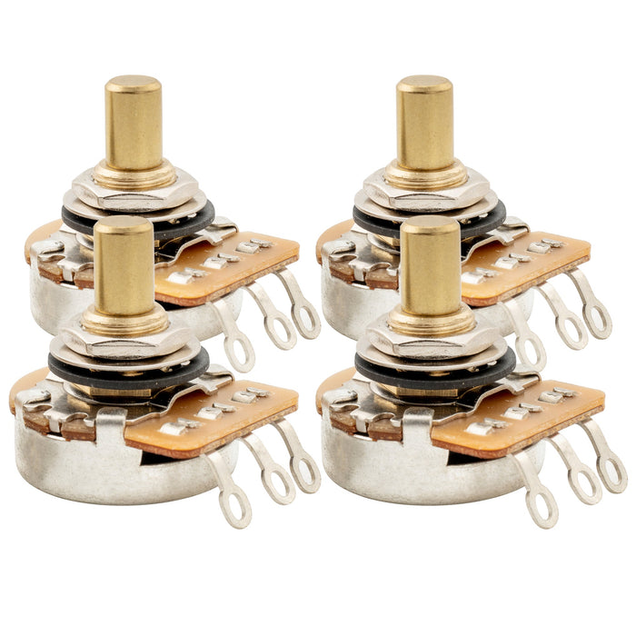 musiclily pro hd a250k full brass 1 4 inch solid short shaft pot audio taper potentiometers for electric guitar bass mx3092, 4 pcs