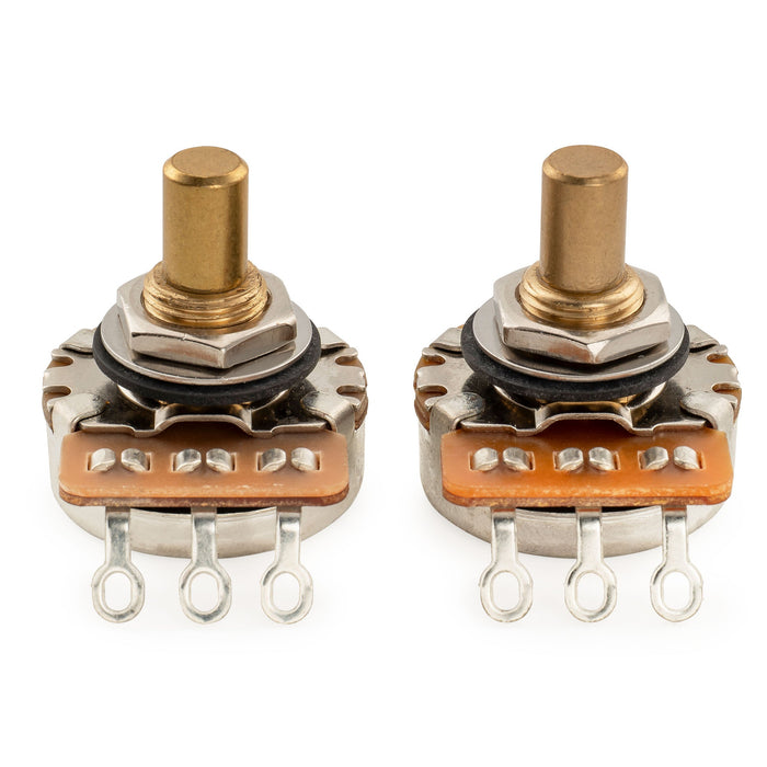 Musiclily Pro HD A250K+B250K Pots Brass Solid Short Shaft 1/4 Inch Audio Linear Taper Potentiometers for Tele PB JB Style Electric Guitar Bass (Set of 1A1B)