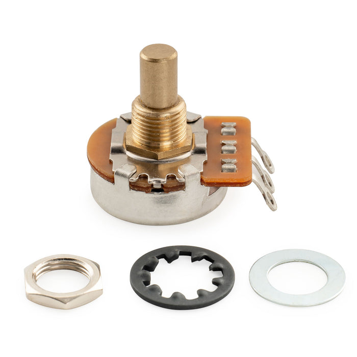 Musiclily Pro HD A250K+B250K Pots Brass Solid Short Shaft 1/4 Inch Audio Linear Taper Potentiometers for Tele PB JB Style Electric Guitar Bass (Set of 1A1B)
