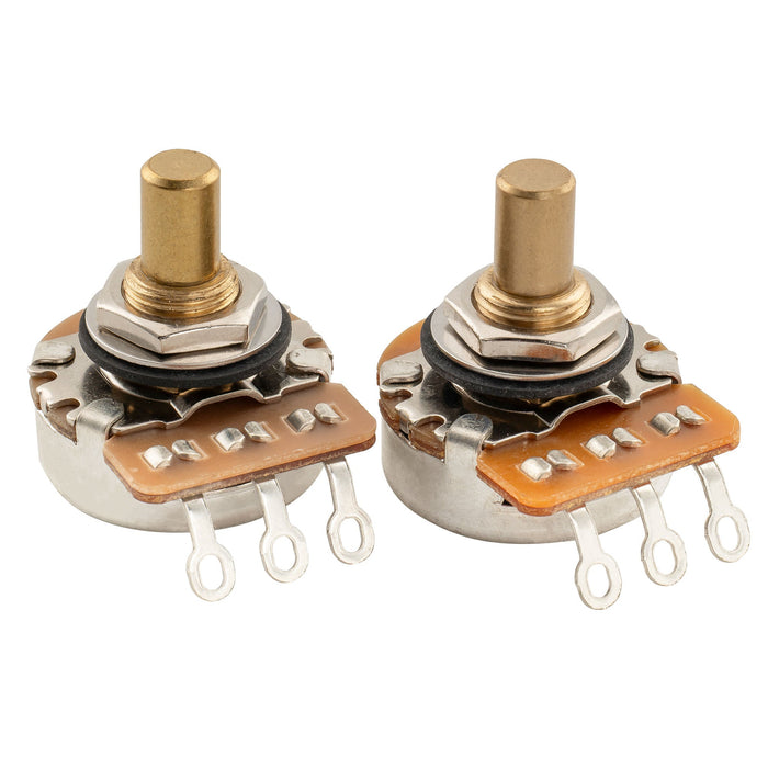 Musiclily Pro HD A250K+B250K Pots Brass Solid Short Shaft 1/4 Inch Audio Linear Taper Potentiometers for Tele PB JB Style Electric Guitar Bass (Set of 1A1B)