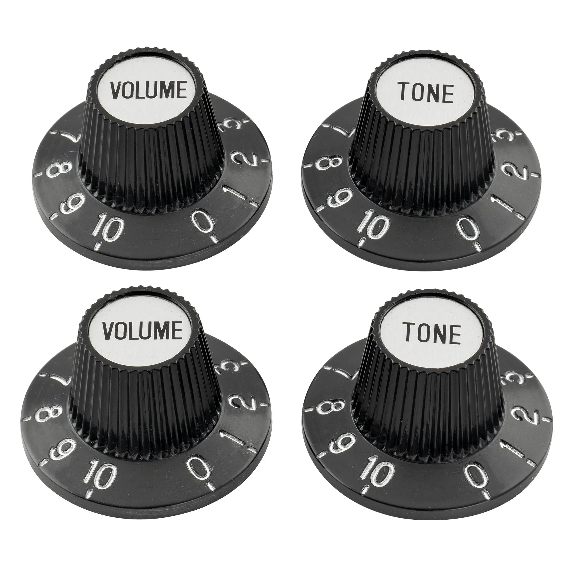musiclily pro fine 24 splines witch hat knobs top hat knobs tone volume control knobs for electric guitar bass amplifier effect pedal 2 pcst2v mx3145 2mx3146 2p, black
