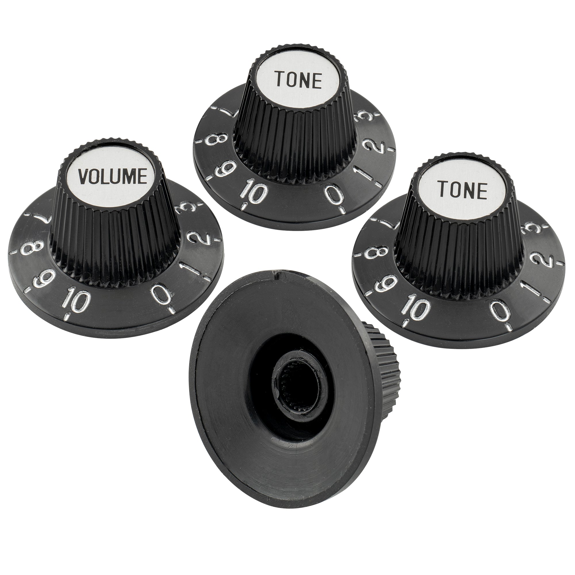 Musiclily Pro Fein 24 Splines Hexenhut-Knöpfe Top-Hut-Knöpfe Ton- und Lautstärkereglerknöpfe für E-Gitarre, Bass, Verstärker, Effektpedal, Set von 2T2V