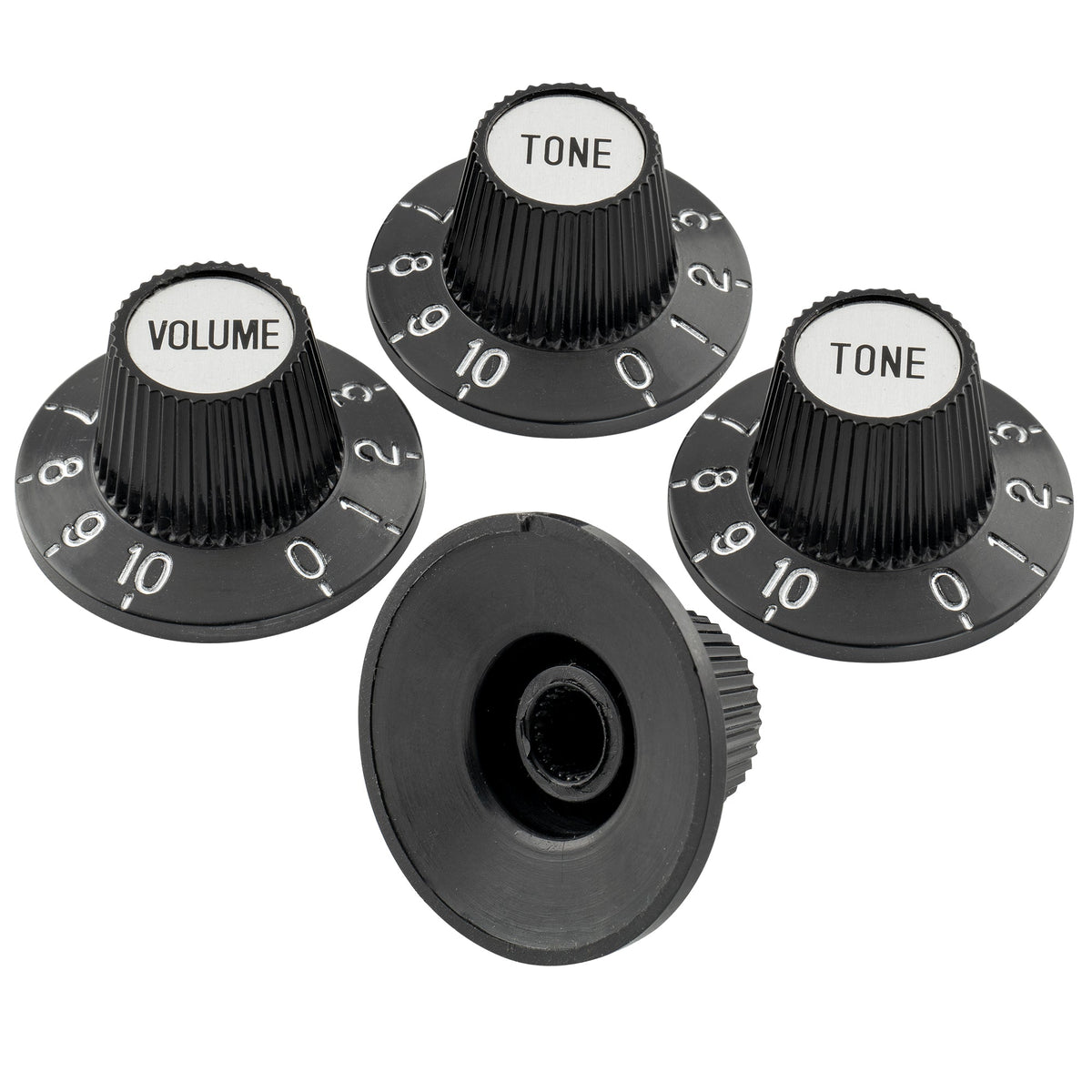 Musiclily Pro Fein 24 Splines Hexenhut-Knöpfe Top-Hut-Knöpfe Ton- und Lautstärkereglerknöpfe für E-Gitarre, Bass, Verstärker, Effektpedal, Set von 2T2V