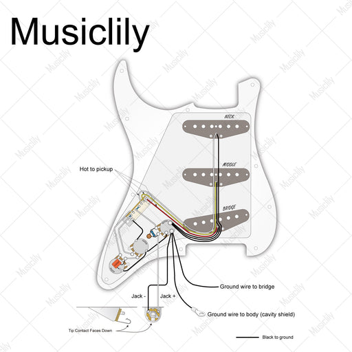 Size of musiclily pro electric guitar pre wired wiring harness upgrade for import style st sss with 5 way switch and 2a1b pots mx3171nk