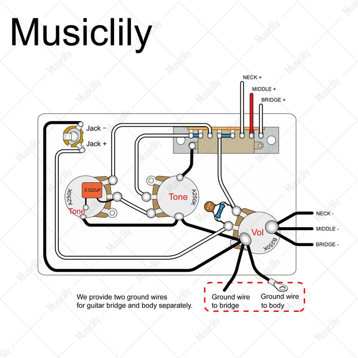 Musiclily Pro Electric Guitar Pre-wired Wiring Harness MX3171NK Wiring Diagram musiclily