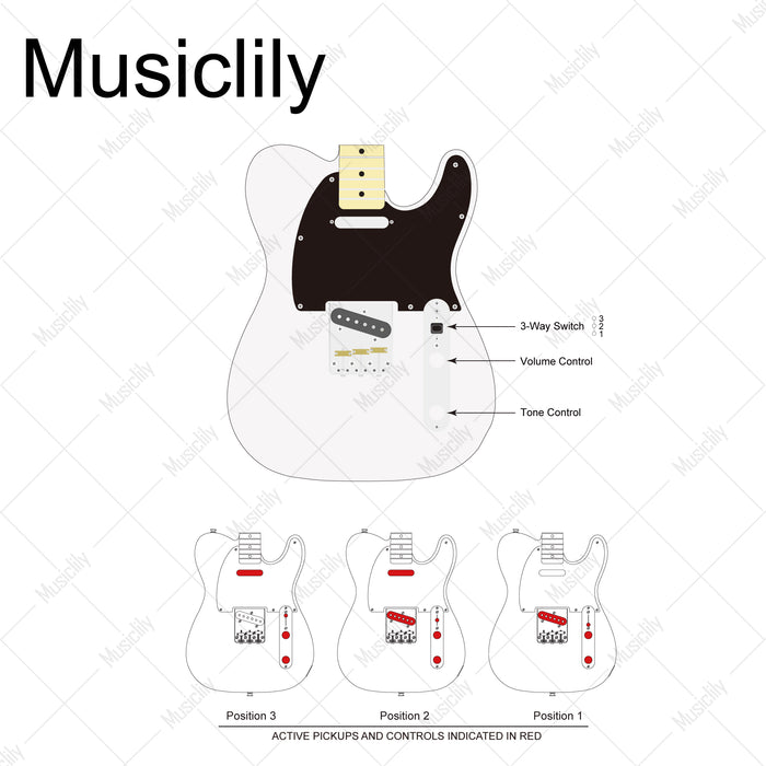 Musiclily Pro Electric Guitar Pre-wired Wiring Harness Upgrade for Import Style TL with 3-Way Switch and 1A1B Pots