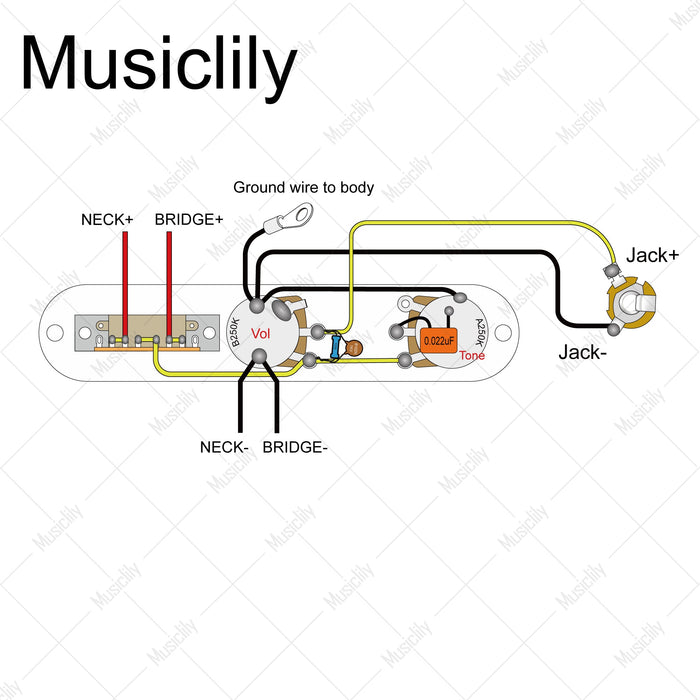 Musiclily Pro Import Tele Style Electric Guitar Pre-wired Wiring Harness MX3181CR Wiring Diagram musiclily