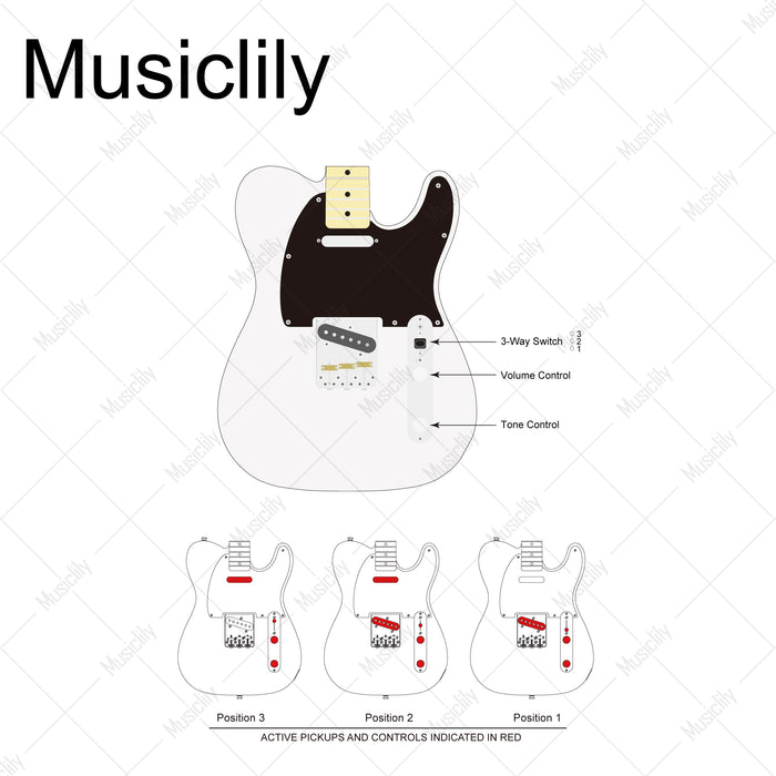 Musiclily Pro Electric Guitar Pre-wired Wiring Harness Upgrade for American Style TL with 3-Way Switch and 2A Pots