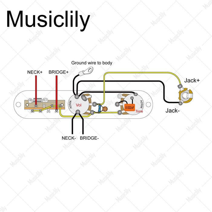 Musiclily Pro American Tele Style Electric Guitar Pre-wired Wiring Harness MX3183CR Wiring Diagram musiclily