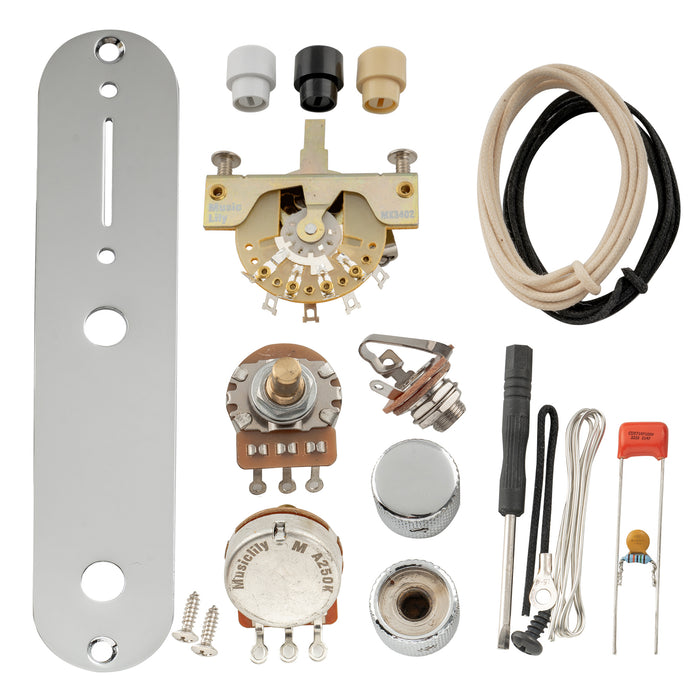 Musiclily Pro Electric Guitar Pre-wired Wiring Harness Upgrade for American Style TL with 3-Way Switch and 2A Pots