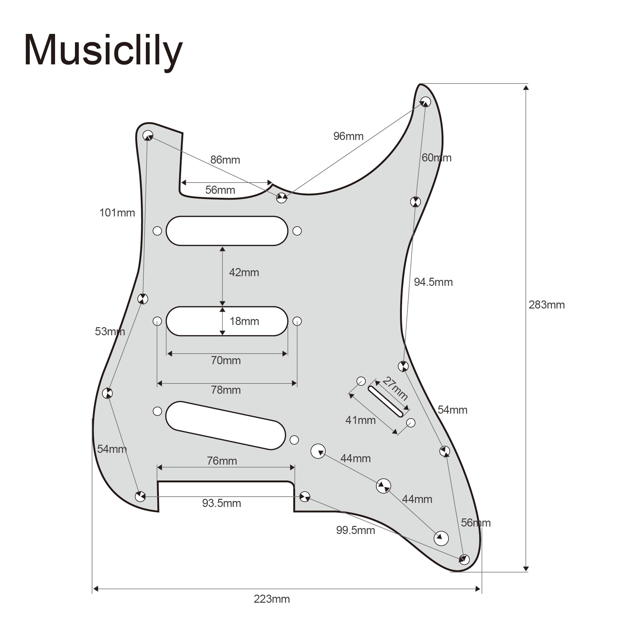 Musiclily Pro Pre-wired Standard SSS Pickguard with Artec Pickups Staggered Alnico 5 Magnet Single Coil  Pickups for ST Style Electric Guitar Musiclily Pro