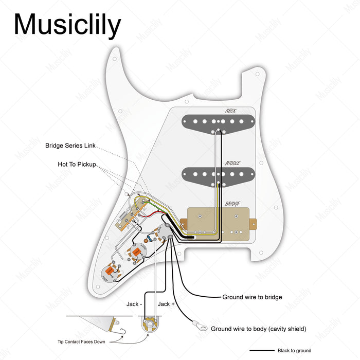 Musiclily Pro Auto-Split Pickguard HSS standard pré-câblé avec micros Artec Alnico 5 aimant pour guitare électrique de style ST