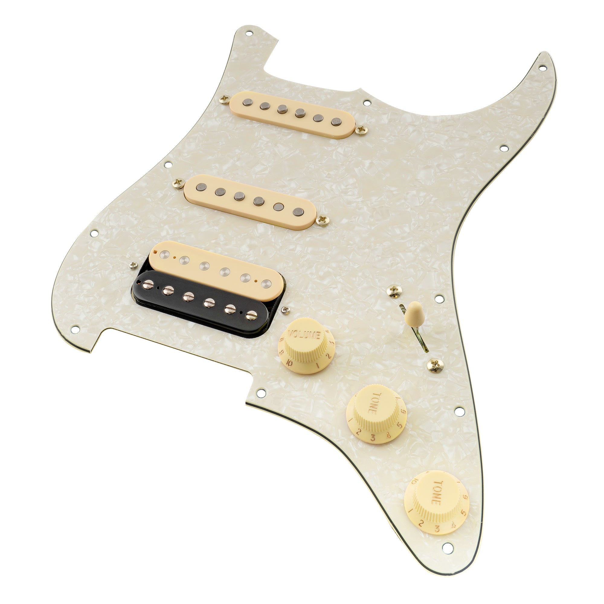 Musiclily Pro Auto-Split Pre-wired Standard HSS Pickguard with Artec Pickups Alnico 5 Magnet for ST Style Electric Guitar Musiclily Pro