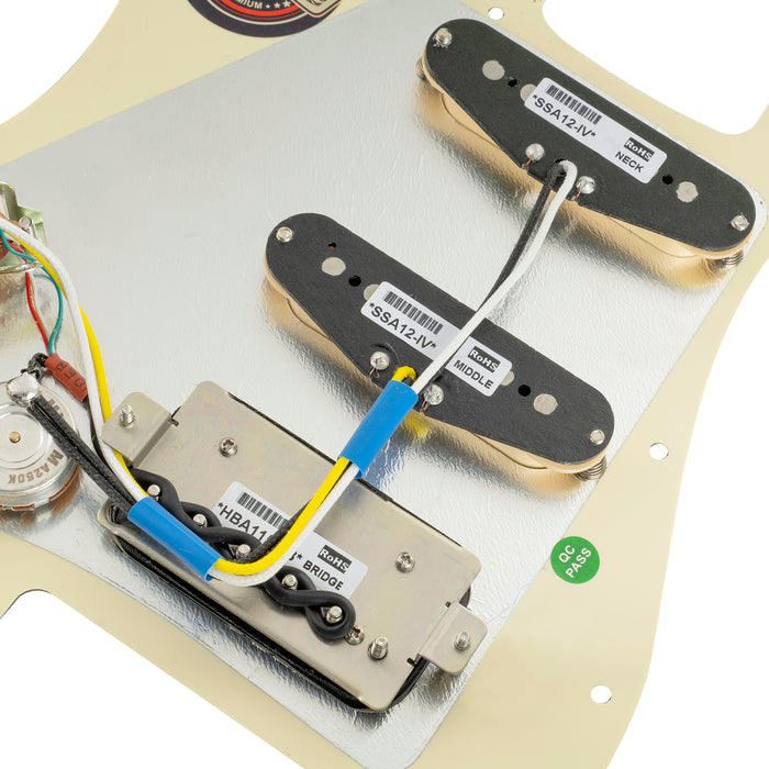 Musiclily Pro Auto-Split Pickguard HSS standard pré-câblé avec micros Artec Alnico 5 aimant pour guitare électrique de style ST