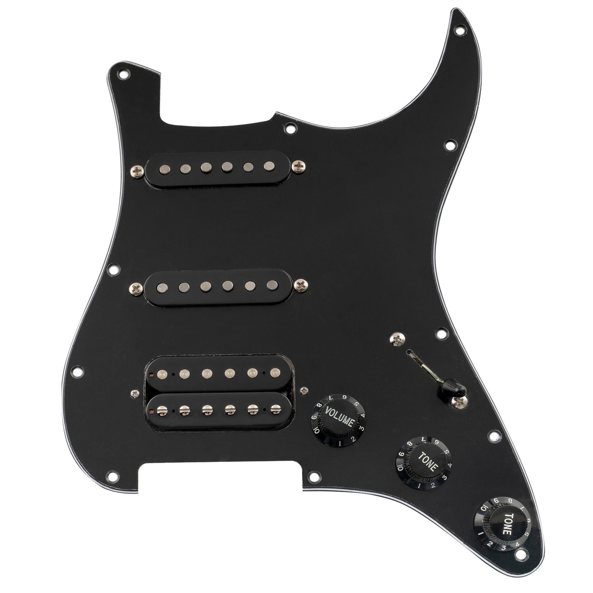 Musiclily Pro Auto-Split Pre-wired Standard HSS Pickguard with Artec Pickups Alnico 5 Magnet for ST Style Electric Guitar