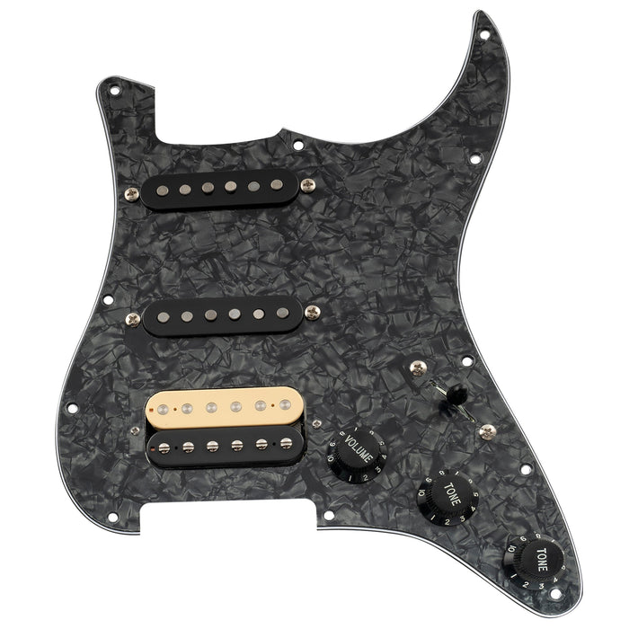 Musiclily Pro Auto-Split Pre-wired Standard HSS Pickguard with Artec Pickups Alnico 5 Magnet for ST Style Electric Guitar