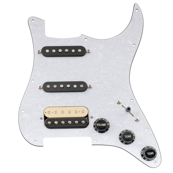 Musiclily Pro Auto-Split Pre-wired Standard HSS Pickguard with Artec Pickups Alnico 5 Magnet for ST Style Electric Guitar