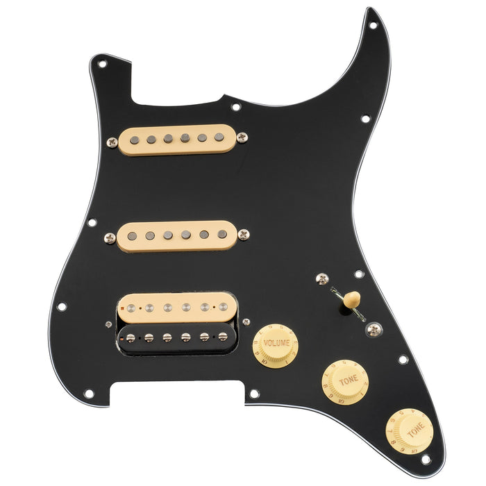 Musiclily Pro Auto-Split Pre-wired Standard HSS Pickguard with Artec Pickups Alnico 5 Magnet for ST Style Electric Guitar