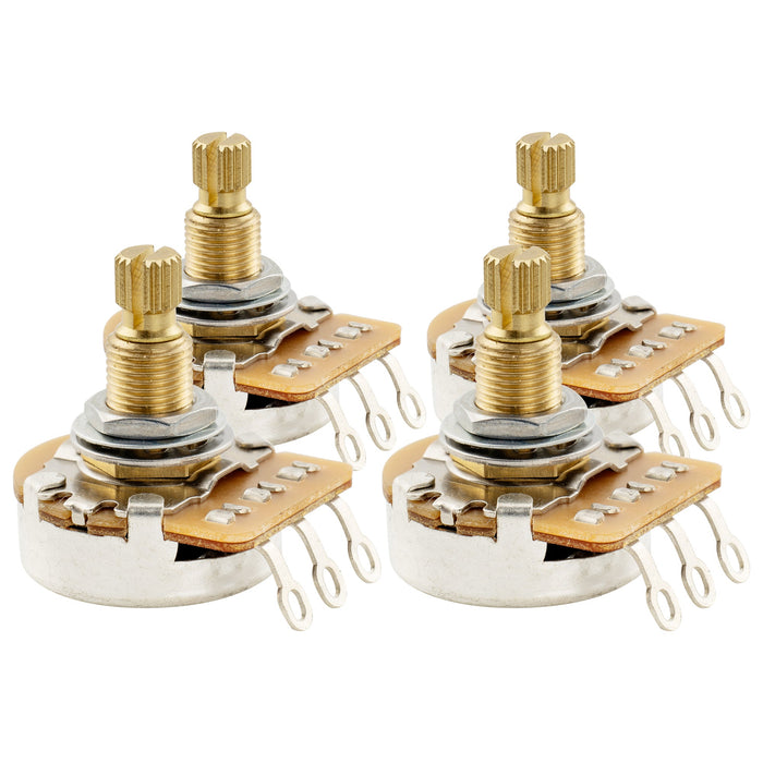 musiclily pro hd 250k full brass metric coarse 18 spline split shaft pots audio linear taper potentiometers for electric guitar bass mx2500 4p, 4 pcs