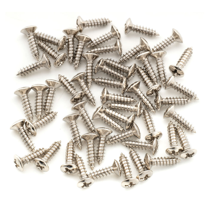 Musiclily Ultra 3x12mm Stainless Steel Pickguard Control Plate Countersunk Mounting Screws for Squier or Imported Electric Guitar or Bass, Set of 50