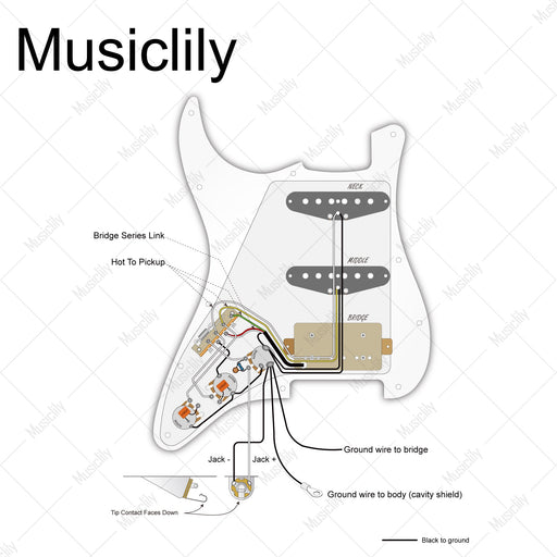 Size of musiclily pro electric guitar auto split pre wired wiring harness upgrade for american style st hss with 5 way switch and 3a pots nickel jack mx3199nk