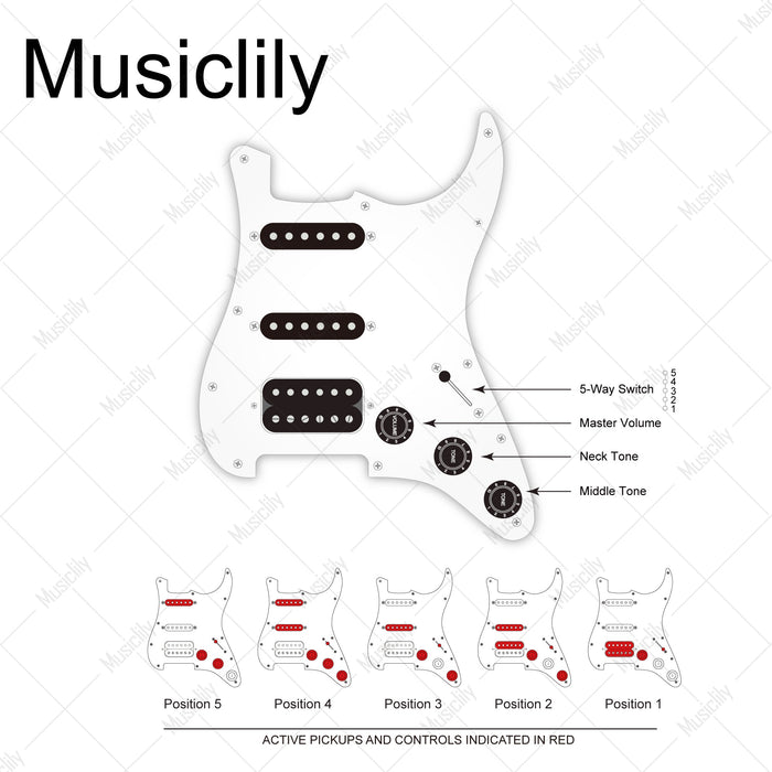 Dimensions of musiclily pro electric guitar auto split pre wired wiring harness upgrade for american style st hss with 5 way switch and 3a pots nickel jack mx3199nk