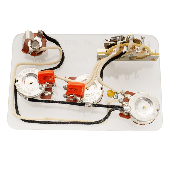 Musiclily Pro Electric Guitar Auto-Split Pre-wired Wiring Harness Upgrade for American Style ST HSS with 5-Way Switch and 3A Pots Jack