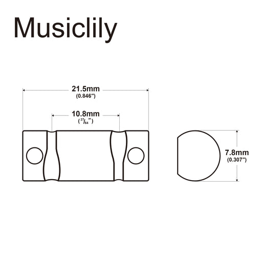 Dimensions of musiclily ultra 10 8mm wave style full solid brass barrel compensated saddles for tele style electric guitar mx3213p