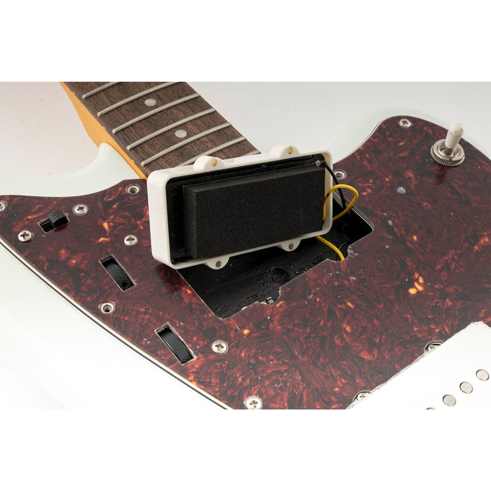 Application of musiclily pro 70 30 10mm self adhesive eva foam pickup height adjustment anti vibration foam for jazzmaster pickup mx3231bk 10