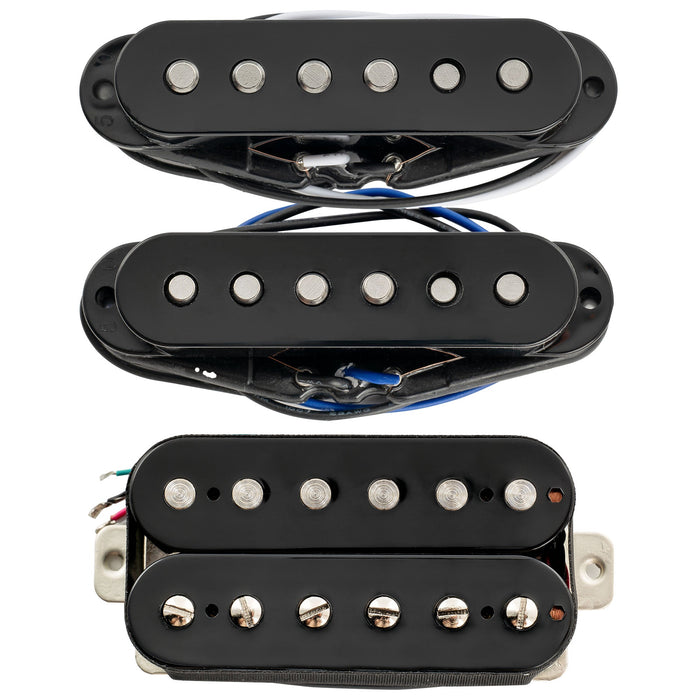 detail of musiclily pro st 60se alnico 5 staggered single coil pickups and uncovered humbucker st hss neck middle bridge pickups set for strat style electric guitar mx3236mx3237mx3315p