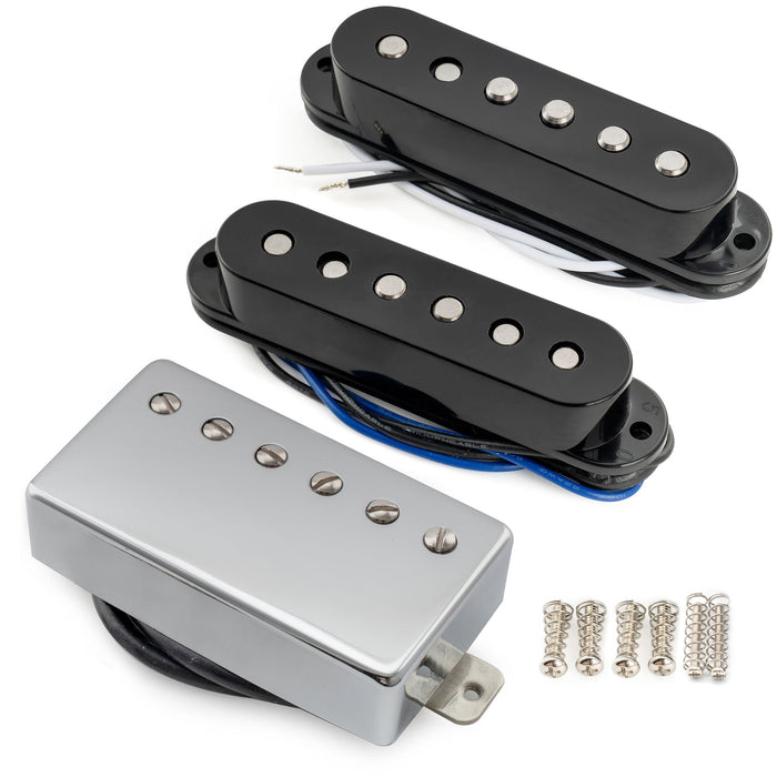 musiclily pro st 60se alnico 5 staggered single coil pickups and covered humbucker st hss neck middle bridge pickups set for strat style electric guitar mx3236mx3237mx3325p details