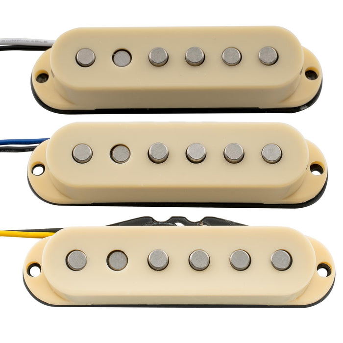 musiclily pro st 60se staggered alnico 5 single coil neck middle bridge pickups set for strat style electric guitar mx3236bkmx3237bkmx3238bk, white