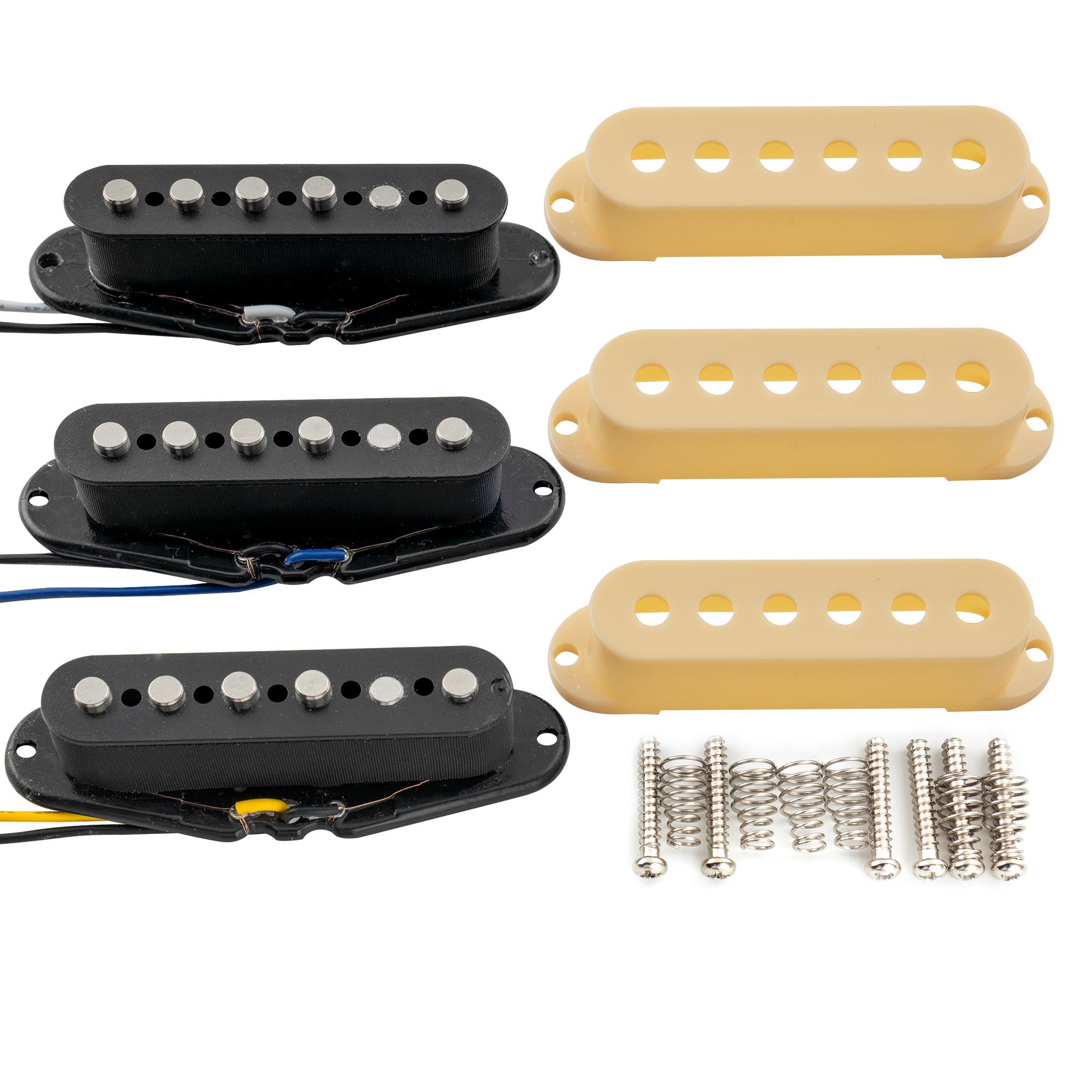 Musiclily Pro ST-60SE Staggered Alnico 5 Single Coil Neck Middle Bridge Pickups Set for Strat Style Electric Guitar
