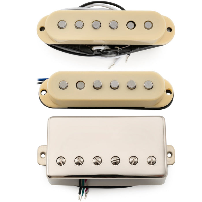 Musiclily Pro ST-60SE アルニコ5スタッガードシングルコイルピックアップとカバードハムバッカー ST-HSS ネックミドルブリッジセット Stratストラトエレキギター用 ブラック