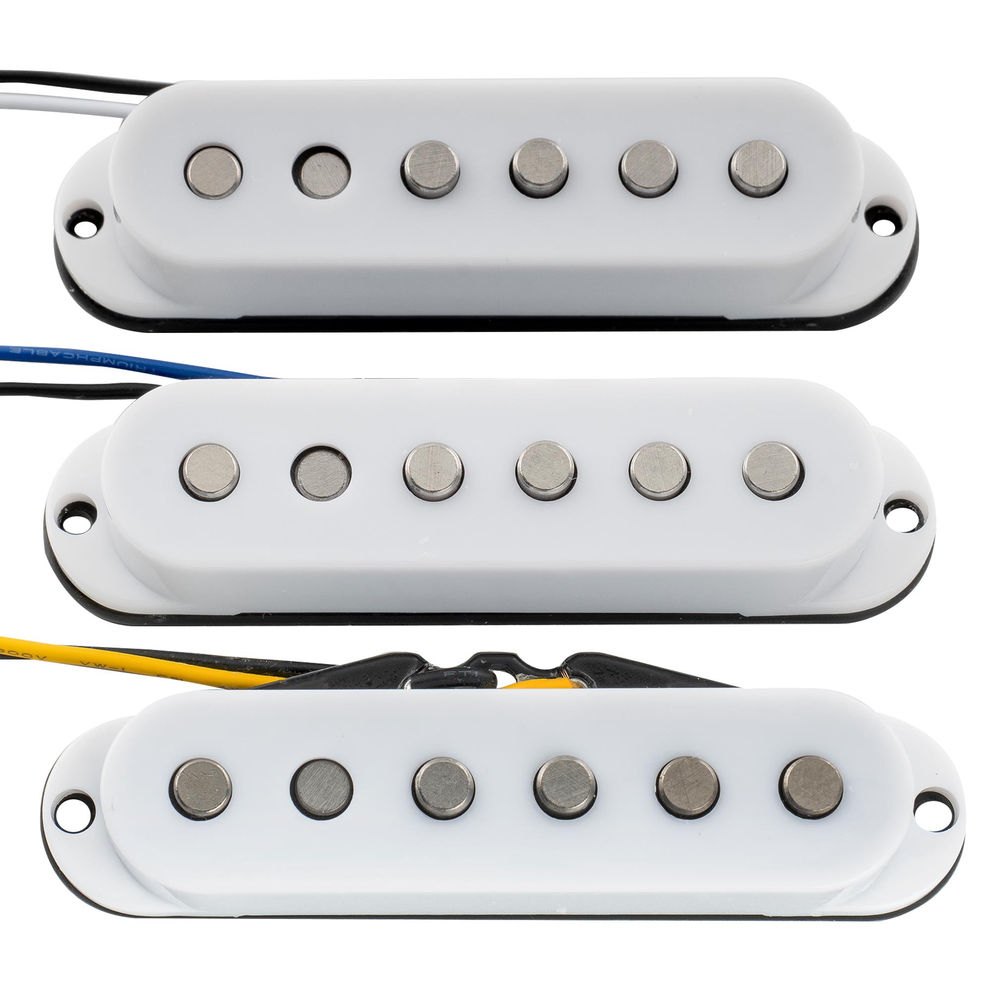 Musiclily Pro ST-60SE Staggered Alnico 5 Single Coil Neck Middle Bridge Pickups Set for Strat Style Electric Guitar