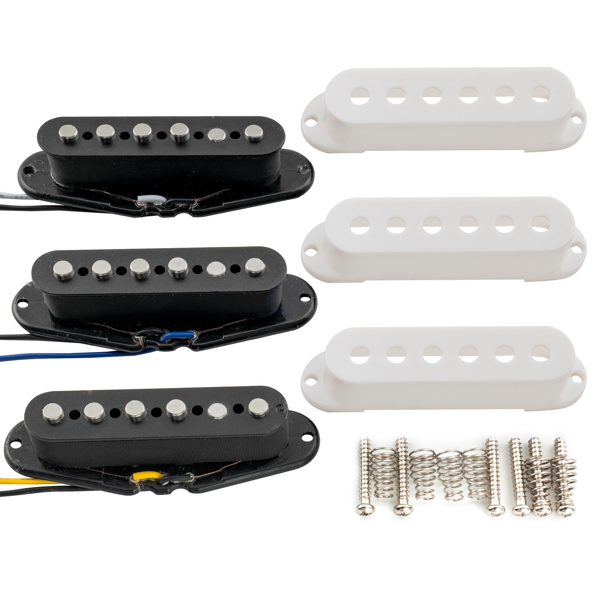 Musiclily Pro ST-60SE Staggered Alnico 5 Single Coil Neck Middle Bridge Pickups Set for Strat Style Electric Guitar