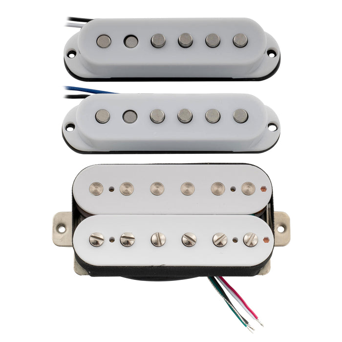 Musiclily Pro ST-60SE Pastillas de bobina simple escalonadas con imán Alnico 5 y humbucker sin cubierta, conjunto para cuello, medio y puente para guitarra eléctrica estilo Stratocaster