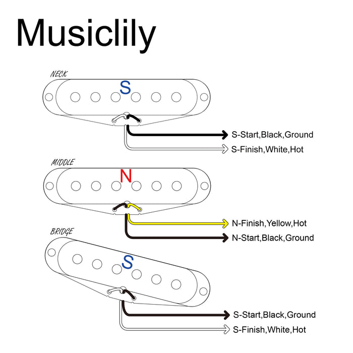 Musiclily Pro ST-60S Staggered Alnico 5 Single Coil Hals Mittel Steg Tonabnehmer Set 5.6K für Strat-Stil E-Gitarre